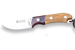 Joker Cuchillo de Caza Águila CO103, Mango de Ciervo, virola Palo Santo, Hoja de 8,5 cm, con Funda de Cuero Color marrón, Herramienta de Pesca, Caza, Camping y Senderismo