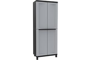 BONUSSI Armadio Portascope Modulare da Esterno 68x39x170 cm 2 Ante 4 Ripiani in Polipropilene Twist Grigio e Nero