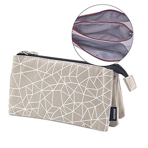 Preisvergleich Produktbild iSuperb Federmäppchen Grosse Kapazität Leinwand Stiftemäppchen Kinder Reißverschluss Mäppchen Pencil Case (Grauer Eis-Sprung)