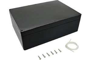 LeMotech Scatola di distribuzione in plastica ABS, IP65, impermeabile, scatola elettrica, universale, colore nero, dimensioni esterne 290 x 210 x 100 mm (1 pezzo)