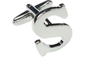 CHARLES WILLIAM FASHION SINGLE (Buy 2 For A Pair) Alphabet Letter Initial Cufflink Wedding Business Mix & Match Silver Letter Cufflinks - LETTERS SOLD INDIVIDUALLY Choose Different Letter For Each Hand