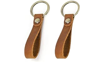 2pcs Automotive Retro Leather Metal Keychain,Genuine Leather Strap Key Ring,for Men Women Car Bag Backpack Small gifts