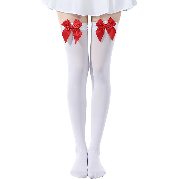 3 Paia Di Calze Lunghe Con Fiocco – Bianche E Nere, In Velluto, 65 Cm, Perfette Per Ogni Occasione!