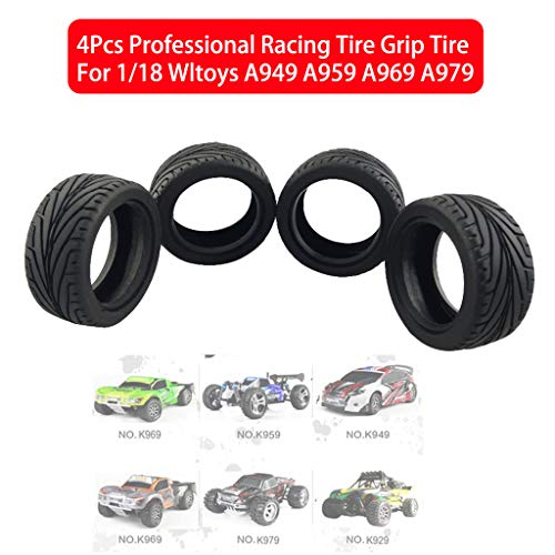 Preisvergleich Produktbild Webla Ferngesteuertes Spielzeug, 4 Grip-Reifen für professionelle Wettkampfreifen für 1 / 18 Wltoys A949 A959 A969 A979, ABS + Kunststoff