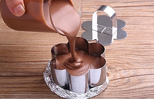 5Pcs Edelstahl Kuchen Ring Set, HULISEN Mousse Form 8 * 4CM mit Schieber und Lifter Lebensmittel Ringe - 5