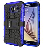 Galaxy S6 Hülle,Pegoo Schutzhülle Dual Layer Hybrid Harte Rüstung Handyhülle Drop Resistance Handys Schutz Hülle mit Anti-Kratz Stoßfest Schutzhülle mit Ständer Case Hülle Cover fall Schale für Samsung Galaxy S6 (Blau)