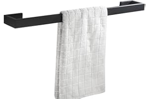 Flybath Barre Porte-Serviette Unique SUS 304 Acier Inoxydable Fini Noir Mat Salle de Bain Support de Serviette Mural, 60 cm / 24 Pouces