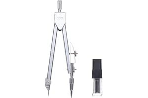 M&G Compass for Geometry, Metal Compass with Extra Leads Geometry Math Drafting Drawing Measuring Tools for Classroom Office Supplies, Silver Tone