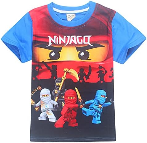 Seeby Boys' Lightweight Cotton Crew Neck T-Shirt (120CM, BLUE)