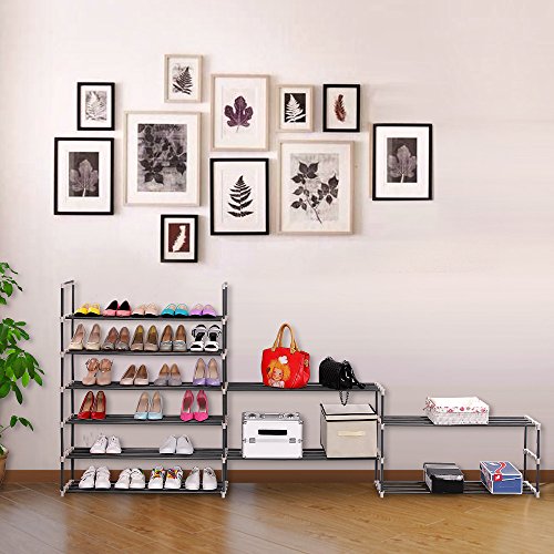 Songmics DIY Schuhregal Schuhständer mit 10 Ablagen für bis zu 50 Paar Schuhe grau LSA10G - 2