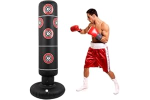 GHOPY 160cm Punch Bag，Inflatable Punching Bags Boxing Bag Free Standing Target Kick MMA Karate Tumbler Column Sandbags for Adult BOY Girl Kids Reflex Training Fitness Exersise