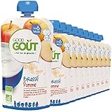 Good Goût - BIO - Brassé Pomme Dessert Lacté dès 6 mois - 10 gourdes de 90g