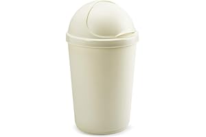 HOME IN STYLE Plastic Bins Bullet Bin Recycling Waste Bin Rubbish Cardboard Plastic Disposal Dustbin Flip Top Flap Lid (50L, Cream)