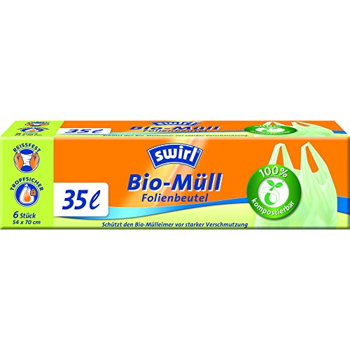 Swirl 35 l Bio-Müll Folienbeutel mit Tragegriff, 4er Pack (4 x 6 Stück)