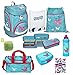Produktbild Familando Butterfly Mädchen Schulrucksack-Set 9 tlg. Twixter Up Sporttasche Dose Flasche Schulranzen Scooli türkis