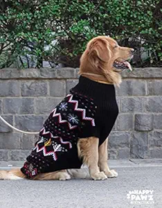 Happy Pawz Classy, Cosy, Soft, Warm & Comfortable Color Carnival Jacquard Dog Winter Sweater | Sweater for Dogs (XXXXX-Large)