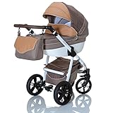 LCPKIDS Lucato 3in1 Kombi Kinderwagen Komplettset Babywanne Buggy Autositz Babyschale 0-13 kg Leder Edition - 2