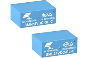 Heschen Lot de 2 relais pour carte PC, SMI-24VDC-SL-C, bobine DC24V, SPDT, 10 A 250 VAC/30 VDC, bornes 5 broches