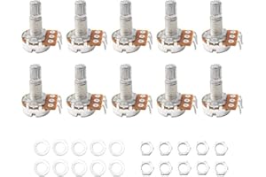 Pxyelec Guitar Potentiometer Audio Pots A250K OHM Replacement Pack of 10, Shaft Base Dia 16.5mm