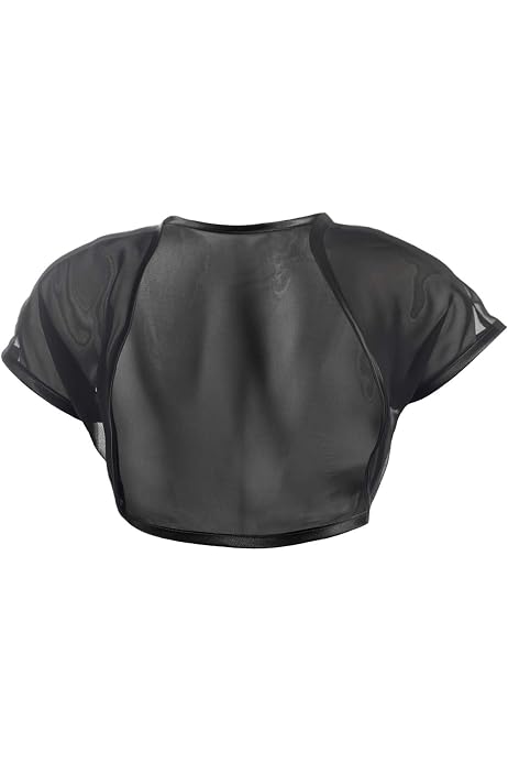 Ladies Silver Satin Bolero Short Sleeve 