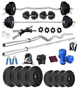 Bodyfit 100KG Weight Plates,5ft Rod,3ft Curl Rod,2D.rods Home Gym Dumbell Set.