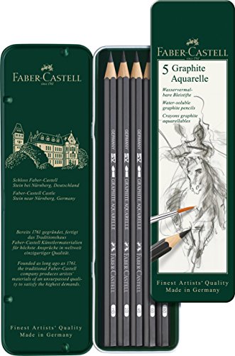 Faber-Castell 117805 – 5 Aquarellbleistifte Graphite Aquarelle, Inhalt HB, 2B, 4B, 6B, 8B - 2