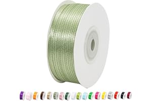 YAYAFUNFUN Satinband Salbeigrün 3mm Breit Geschenkband Satin,91m Satinbänder Salbeigrün Schleifenband Dekoband Seidenband Geschenkverpackung Stoffband Geschenkbänder für Dekorieren Basteln Kleid Hochzeit