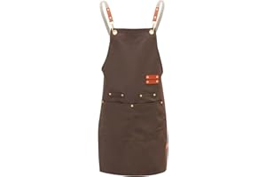 PTJJXA Fartuch malarski dla mężczyzn kobiet, fartuch roboczy Unisex, fartuch do grillowania, fartuch ogrodniczy z 4 kieszeniami i krzyżowym tyłem, fartuch kuchenny restauracja wodoodporny