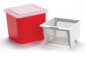 Cuisipro Frischkäsebereiter | Rot | 750 ml | Käse selber machen Set zur natürlichen Herstellung von cremigem Frischkäse, Dips, Brotaufstrichen oder Quark | Patentiertes Sieb aus Edelstahl