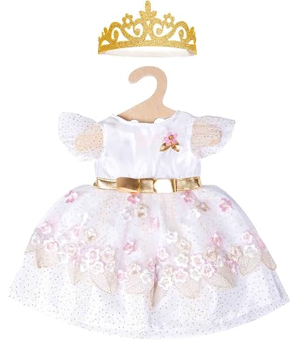 Heless 2370 - Vêtements de poupées Yuki, Set de 2 pièces en Blanc et Turquoise, avec Veste et Jupe en Tulle Scintillant pour poupées et Animaux en Peluche de 35-45 cm