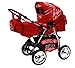 Lux4Kids King Pram & Pushchair (raincover, mosquito net, beverage tray, mattress, changing pad) 12 Buggyred & Red Flowerpower