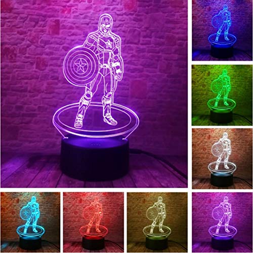 Preisvergleich Produktbild Nachtlicht Optical Illusion Lamp Neue Kreative Marvel Avengers Bürgerkrieg Captain America 3D Illusion Bunte Led Tischlampe Jungen Weihnachten Neujahr Geschenke