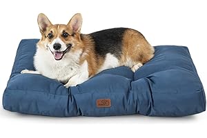 Bedsure Panier Chien Moyenne Taille Imperméable - Coussin Chien de Tissu Oxford, Tapis Idéal pour Chien M, Matelas Lit Chien Lavable, Bleu Marine, 75x50x10cm