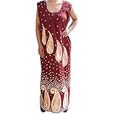 Indiatrendzs Women Paisley Printed Long Cotton Nighty , Sleeveless Nightwear Nightgown (Chest : 46)