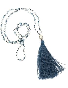 Halskette Ibiza Hippie-Stil Quaste Buddha Anhänger Blau