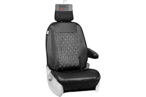 rhinos autostyling Tailored Ford Transit Custom Seat Covers 2013-2023 Driver & Arm Rest Heavy Duty Waterproof Nylon Leather Quilted Diamond Camouflage (Black Quilted)