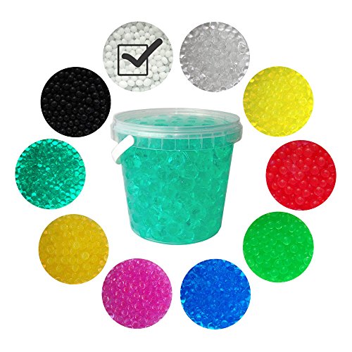 1 Liter Eimer aus Kunststoff mit Deckel Deko Hydro Wasser Perlen Kugeln künstliche Blumenerde Aquaperls Aqualinos zum Dekorieren Ø 1