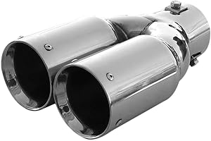 Doppel Auspuffblende Endrohr Auspuff Universell Schalldampf Doppelendrohr Sport Sportauspuff Blende Edelstahl Rund bis 55mm Chrom AutoHobby