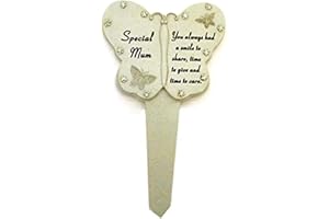 David Fischhoff Mum Diamante Memorial Butterfly Stake Garden Stone Plaque Grave Ornament pushes in ground
