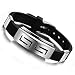 Felvy Stainless Steel And Silicon Black Silver Wristband Cuff & Kadaa Bracelet With Adjustable Strap For Men And Women RS.399.00