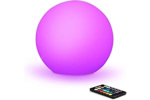MR.GO 12" Imperméable Boule LED Lumineuse Sphère, Changeante Couleur Lumière d'ambiance Rgb Orbe Lampe pour Jardin avec Télécommande, 16 RGB Couleurs Réglable pour Partie Maison Décoration