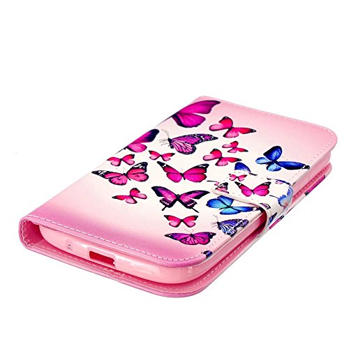 KSHOP für Samsung Galaxy Grand Neo Plus / i9060 Hülle Schutzhülle PU Leder Bookstyle Handyhülle Brieftasche Wallet Schale Ultradünn mit Standfunktion Taschen kratzfeste Stoßfest Magnetic schließt Drucken Muster Schmetterling + Bleistift Touch Rote - 2
