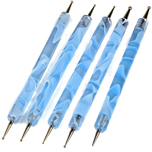 Neverland 5Pcs Acrylic UV Gel Nail Art Design Dotting Painting Pens Blue