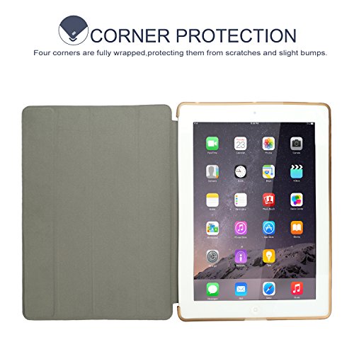 Hülle für iPad 2 / iPad 3 / iPad 4 CICMOD® Smartcover Case Tasche Schutzhülle Etui Auto Aufwachen/Schlaf Funktion mit Multi Ständer und Anti-Stoß weiche TPU Rückseite (Gold) - 2