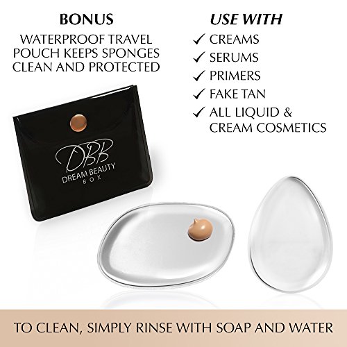 Best Silikon Schwamm & Beauty Blender Kit – Dream Beauty Box 3 Stück Original Teint Perfection – 2 klar Gel, Make-up-Applikator, Kissen Pads – 1 Premium Schwarz, ohne Latex, Tropfenform Beautyblender - 6