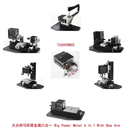 Preisvergleich Produktbild Motorisierte Mini Metallbearbeitung Drehmaschine DIY Werkzeug Mini Metall Bogen Arm 6 In 1 Kit Werkzeug Für Hobby Wissenschaft Bildung Modellbau