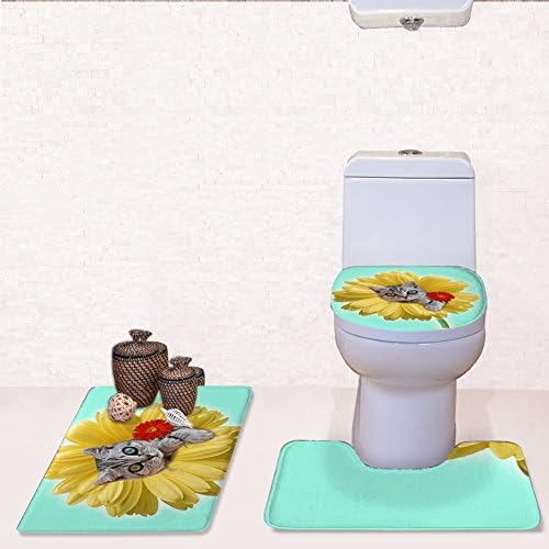 Home Store 3pcs/Bathroom Mat Sets, Bath Mat + Pedestal Mat + Toilet Seat Cover Mat (Color : Cat 2)