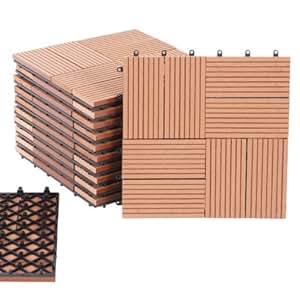 WPC Holz-Fliese Balkonfliese Terrassenfliese, 11 Fliesen, 1m² ~ Version