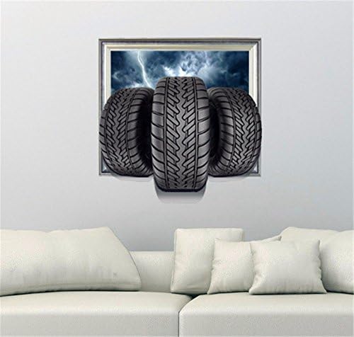 XMJR D (tires) stereo wall stickers wallpaper bedroom living room TV sofa setting HD self-adhesive paper without leaving any glue specification 580*586mm