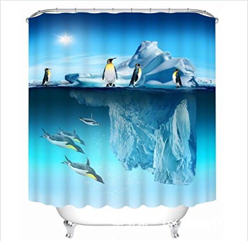 GFYWZ 3D Penguin inverted image Digital printing Polyester fabrics Bathroom decorated Waterproof and mildew Shower curtain , 180*200cm